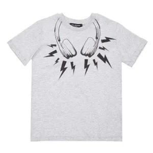 T-shirt pour garçons avec écouteurs gris clair