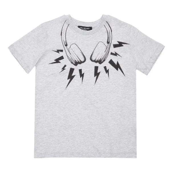 T-shirt pour garçons avec écouteurs gris clair