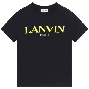 T-shirt pour garçons avec logo bleu marine et jaune