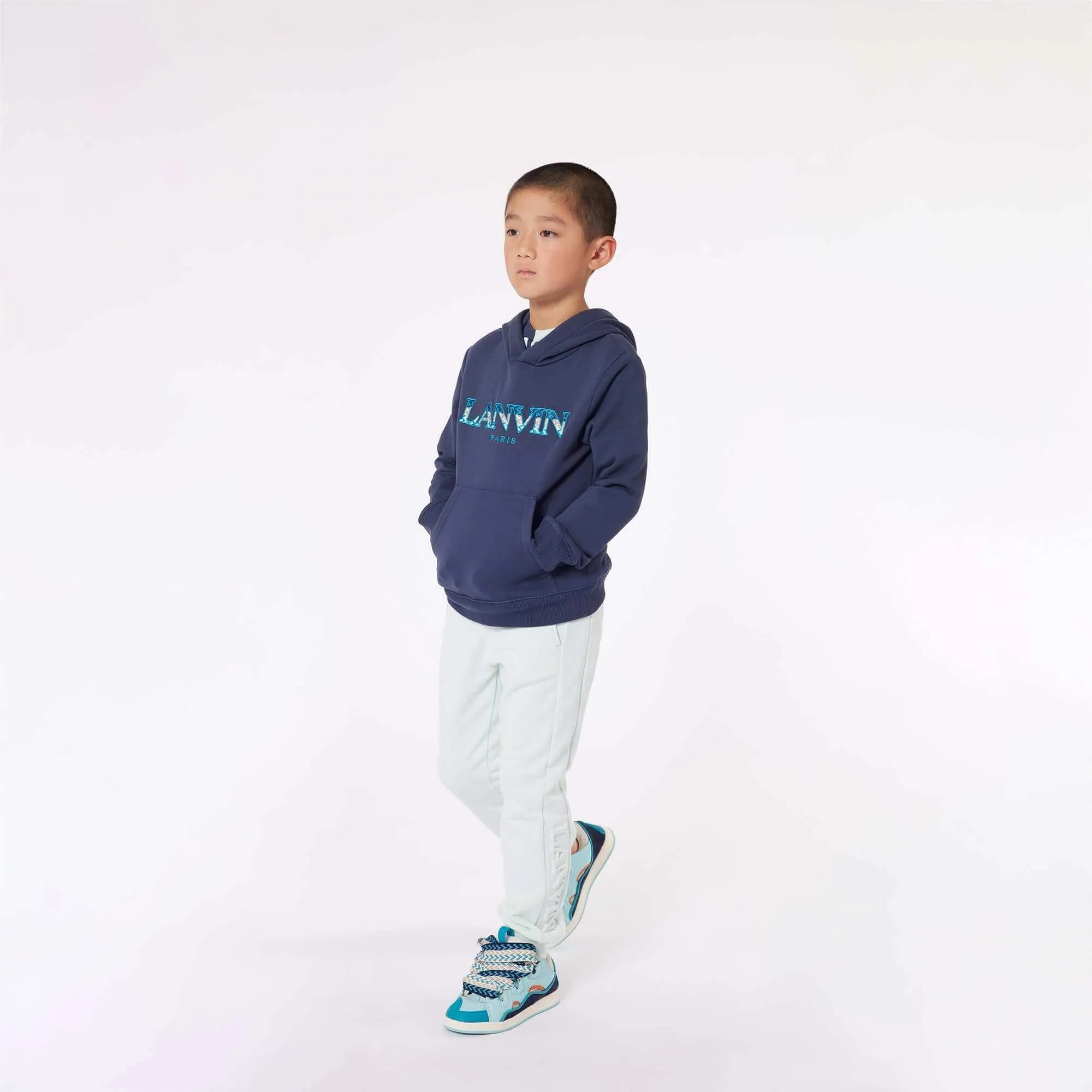 Pull à capuche avec logo Curb en bleu marine pour garçons