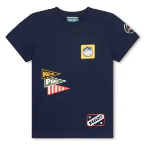 T-shirt pour garçon avec patch de drapeau marine
