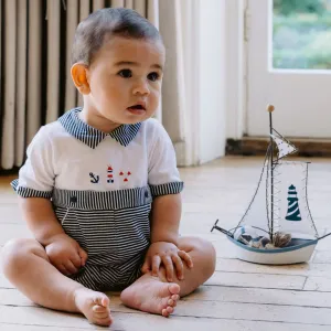 Grenouillère Nautique Tricotée Marine pour Garçon