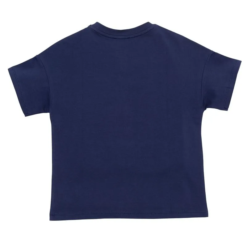 T-shirt pour garçons à motifs de feuilles marine