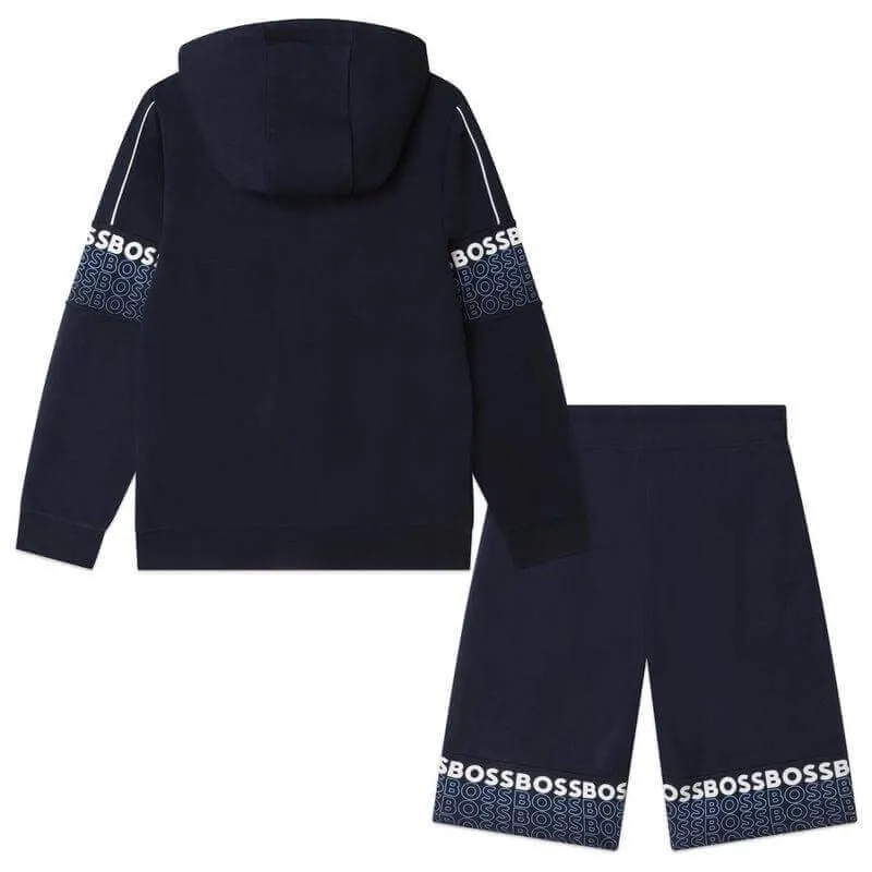 Ensemble de sweat-shirt à logo marine et de short pour garçons