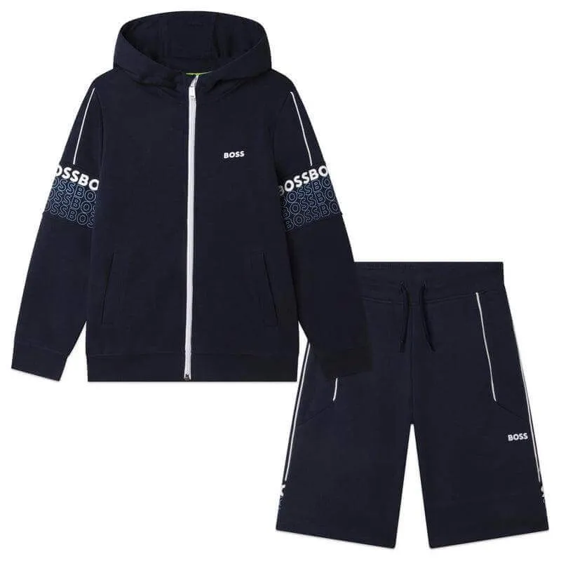 Ensemble de sweat-shirt à logo marine et de short pour garçons
