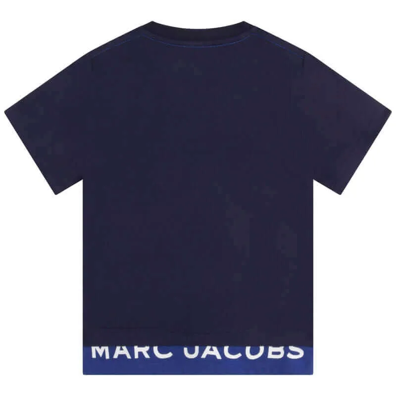 T-shirt en coton bio pour garçons avec logo marine