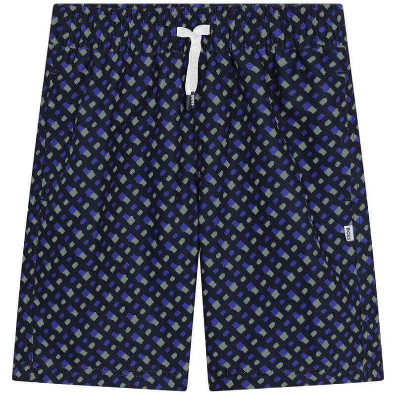 Short de bain pour garçons avec logo monogramme marine