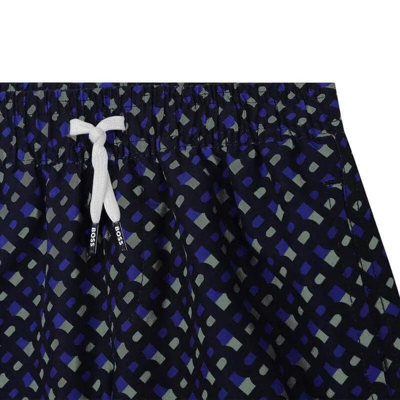 Short de bain pour garçons avec logo monogramme marine