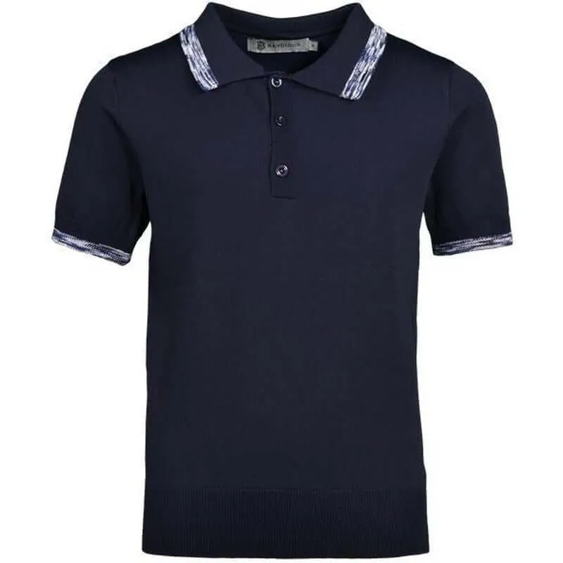 Polo à manches courtes pour garçons avec motif space-dye marine