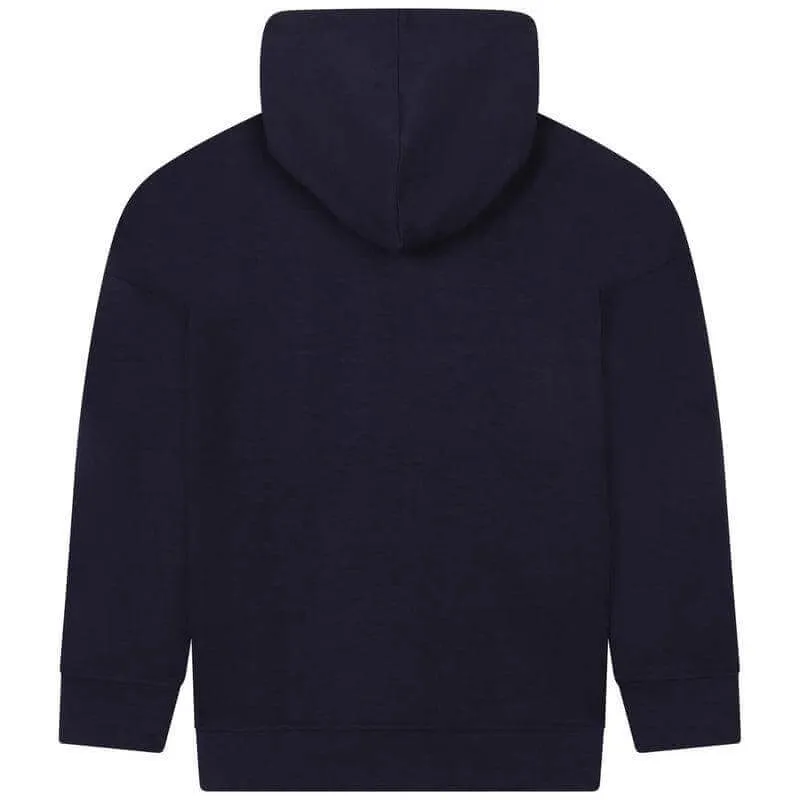 Pull à capuche rayé marine pour garçons avec fermeture éclair