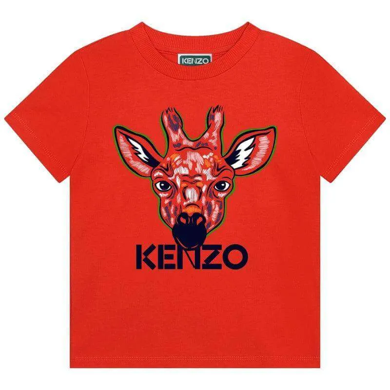 T-shirt Girafe Orange pour Garçons