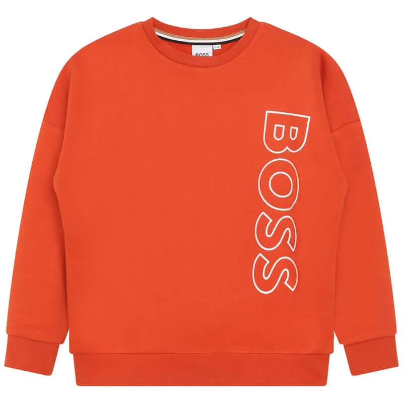 Sweat-shirt à logo latéral orange pour garçons