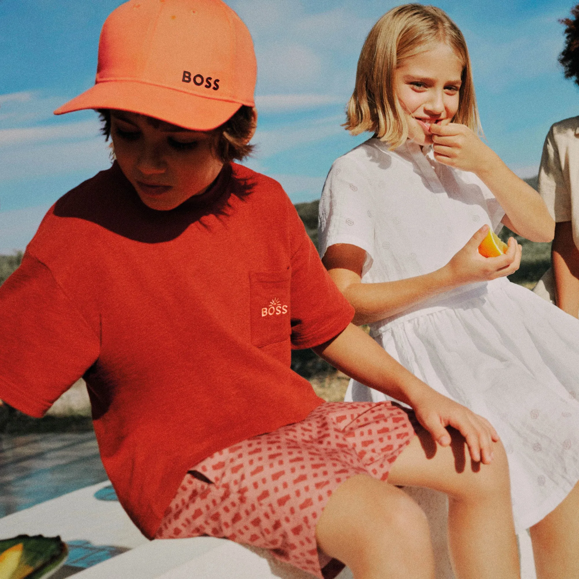 Short de bain orange pour garçons