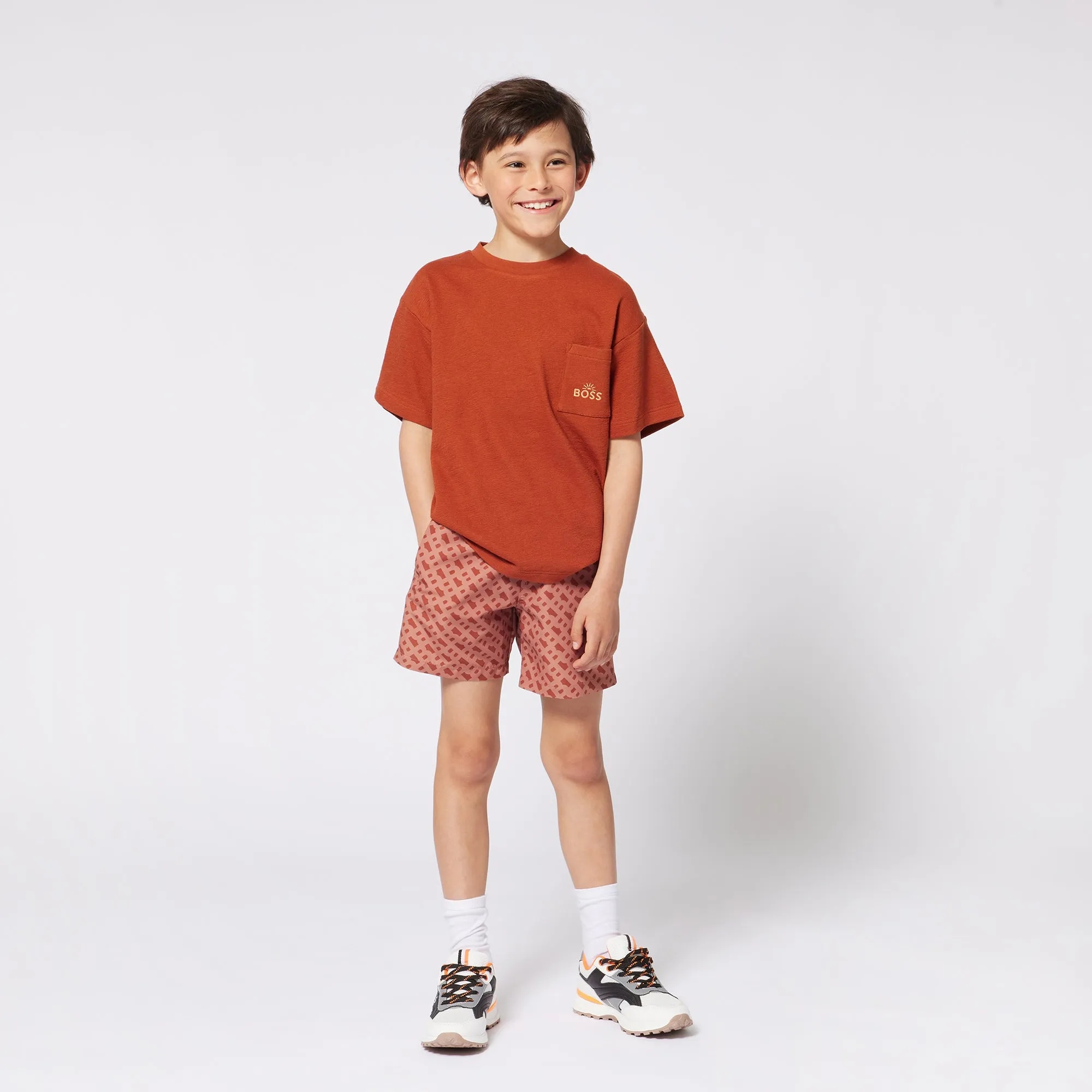 Short de bain orange pour garçons