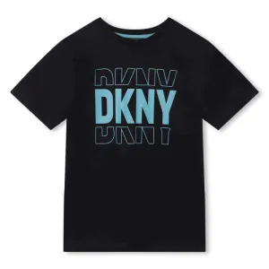 T-shirt biologique pour garçons avec logo noir / bleu