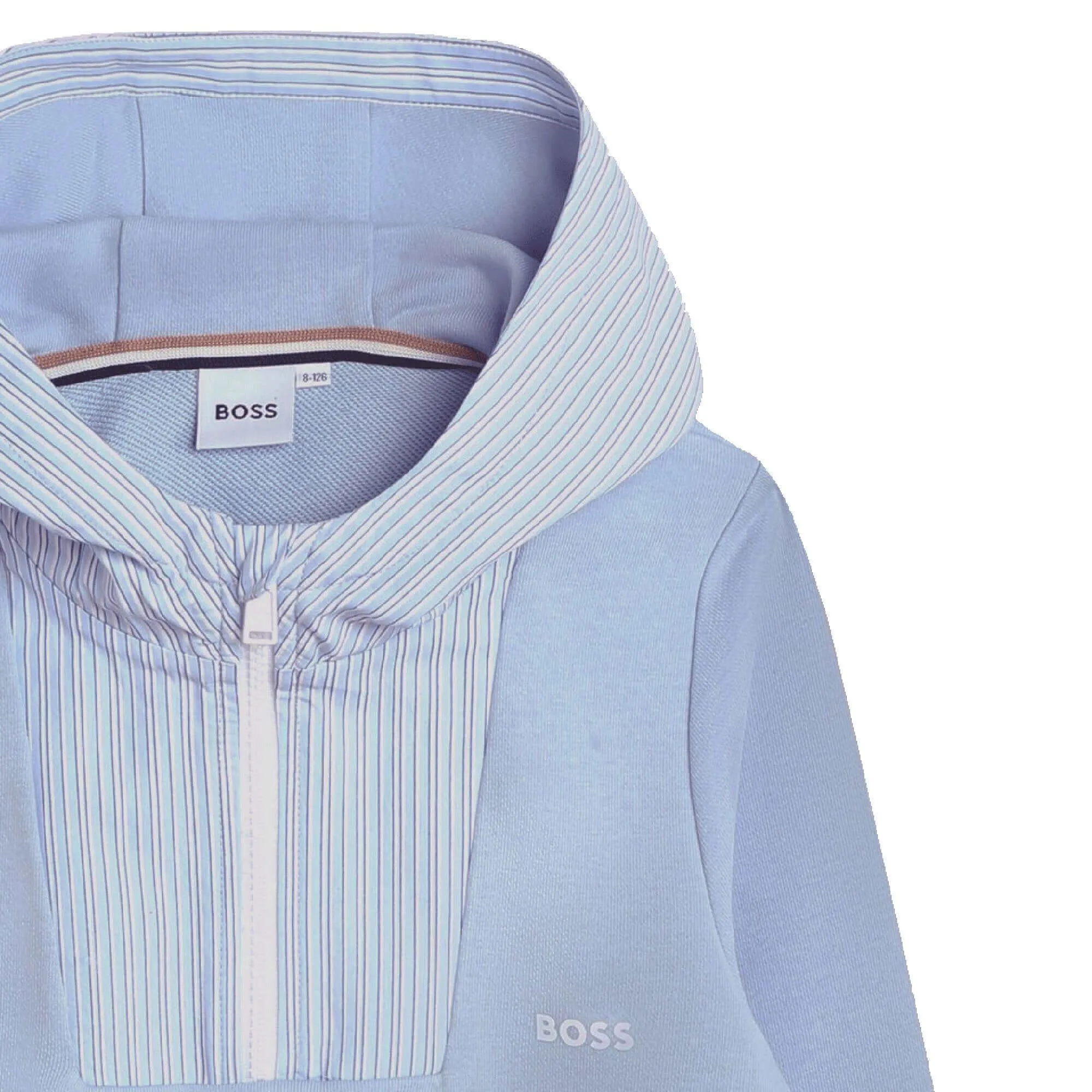 Pull à capuche bleu pâle zip pour garçons
