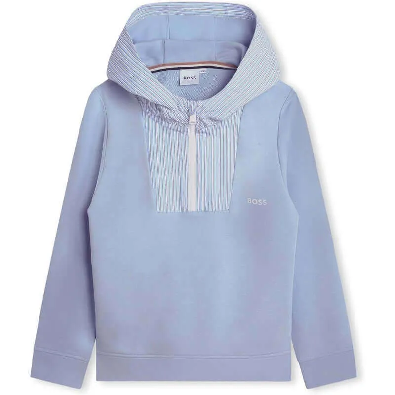 Pull à capuche bleu pâle zip pour garçons