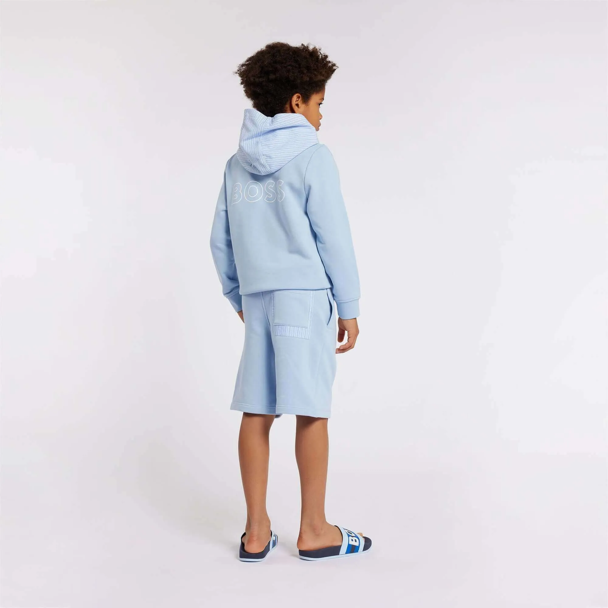 Pull à capuche bleu pâle zip pour garçons