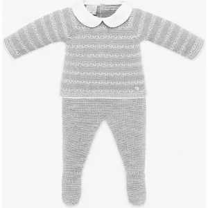 Ensemble tricoté 'Saturno' gris pâle pour garçons