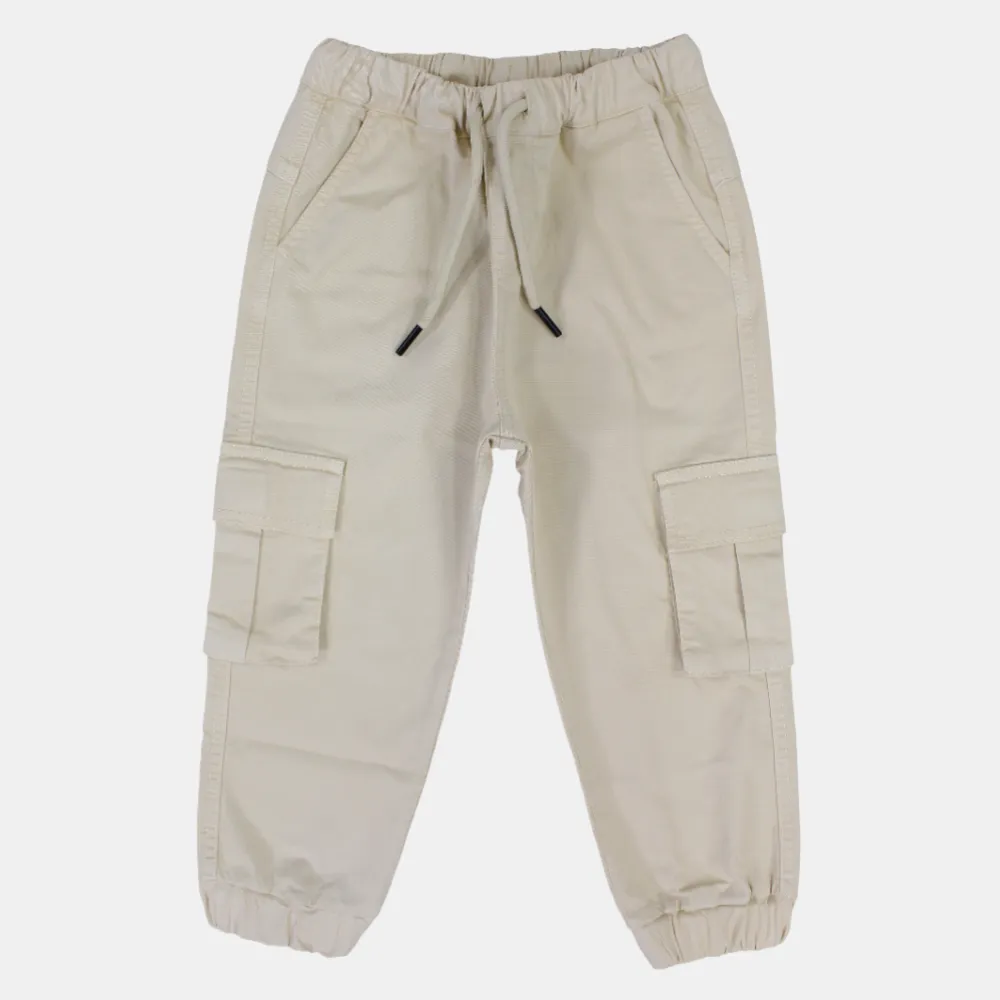 Pantalons cargo en gabardine unis pour garçons