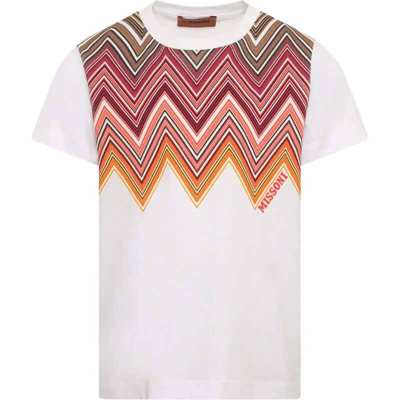 T-shirt pour garçons à zigzags rouge et orange