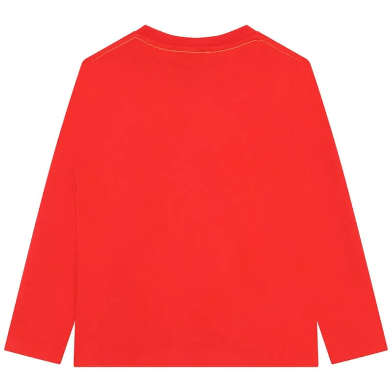 T-shirt pour garçons en coton rouge avec logo
