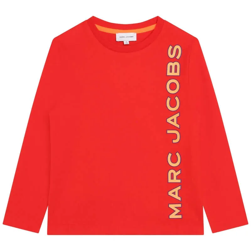 T-shirt pour garçons en coton rouge avec logo