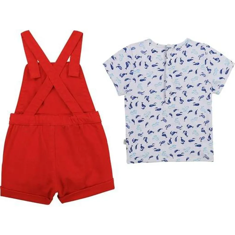 Ensemble Salopette Rouge et T-shirt pour Garçons