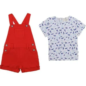 Ensemble Salopette Rouge et T-shirt pour Garçons