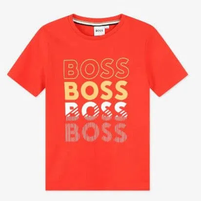 T-shirt en coton pour garçons avec logo rouge délavé