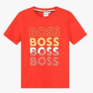 T-shirt en coton pour garçons avec logo rouge délavé