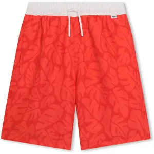 Short de bain pour garçons à motif feuille rouge