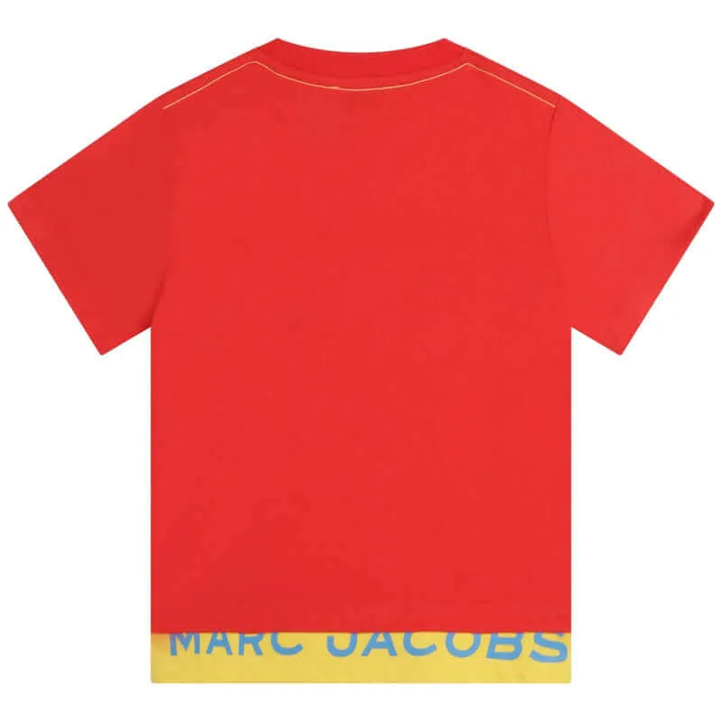 T-shirt en coton bio pour garçons avec logo rouge