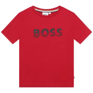 T-shirt à manches courtes avec logo rouge pour garçons