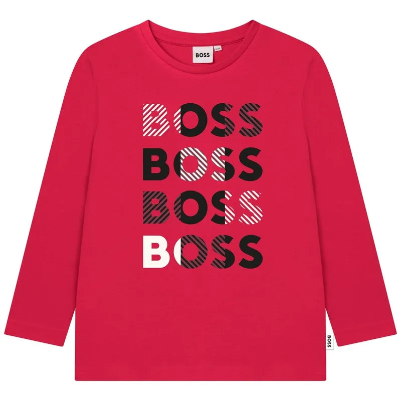 T-shirt à manches longues avec logo rouge pour garçons