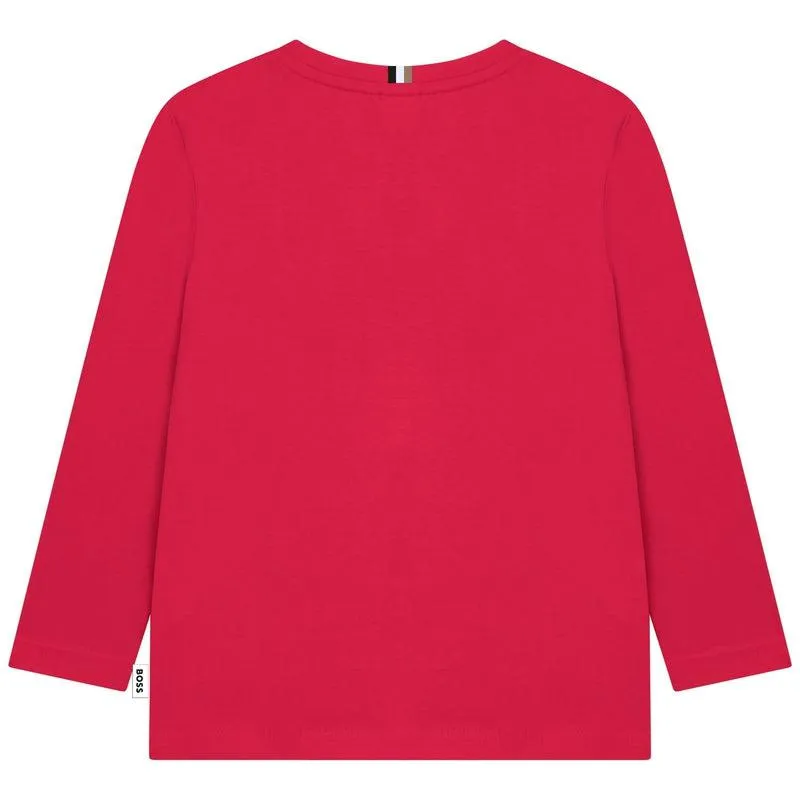 T-shirt à manches longues avec logo rouge pour garçons