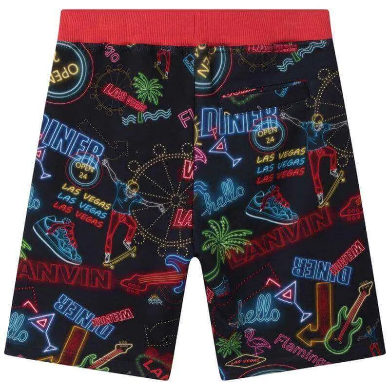 Short Garçon Imprimé Néon Rouge