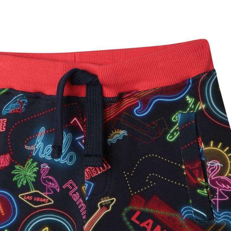 Short Garçon Imprimé Néon Rouge