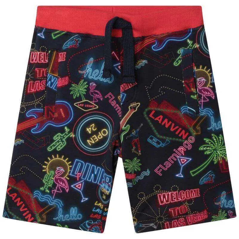 Short Garçon Imprimé Néon Rouge