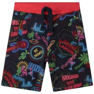 Short Garçon Imprimé Néon Rouge
