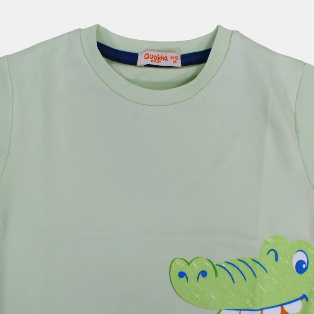 T-shirt en coton à manches courtes pour garçons avec impression de crocodile heureux