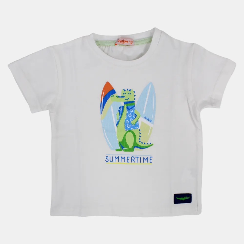T-shirt en coton à manches courtes pour garçons avec impression de crocodile heureux