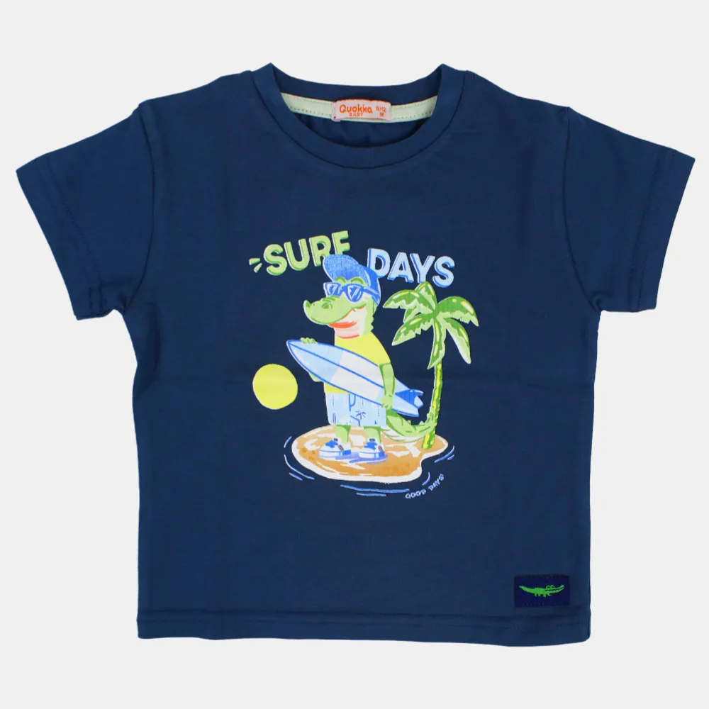 T-shirt en coton à manches courtes pour garçons avec motif crocodile surf