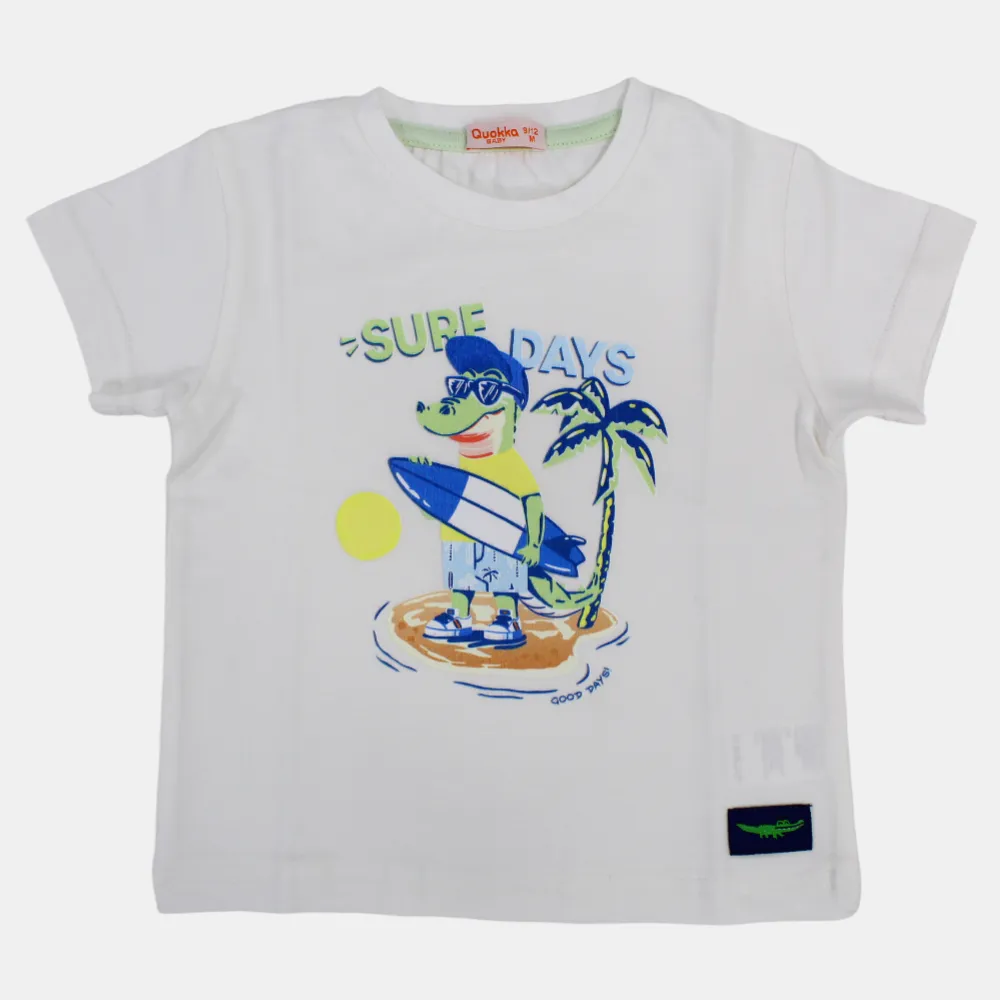 T-shirt en coton à manches courtes pour garçons avec motif crocodile surf