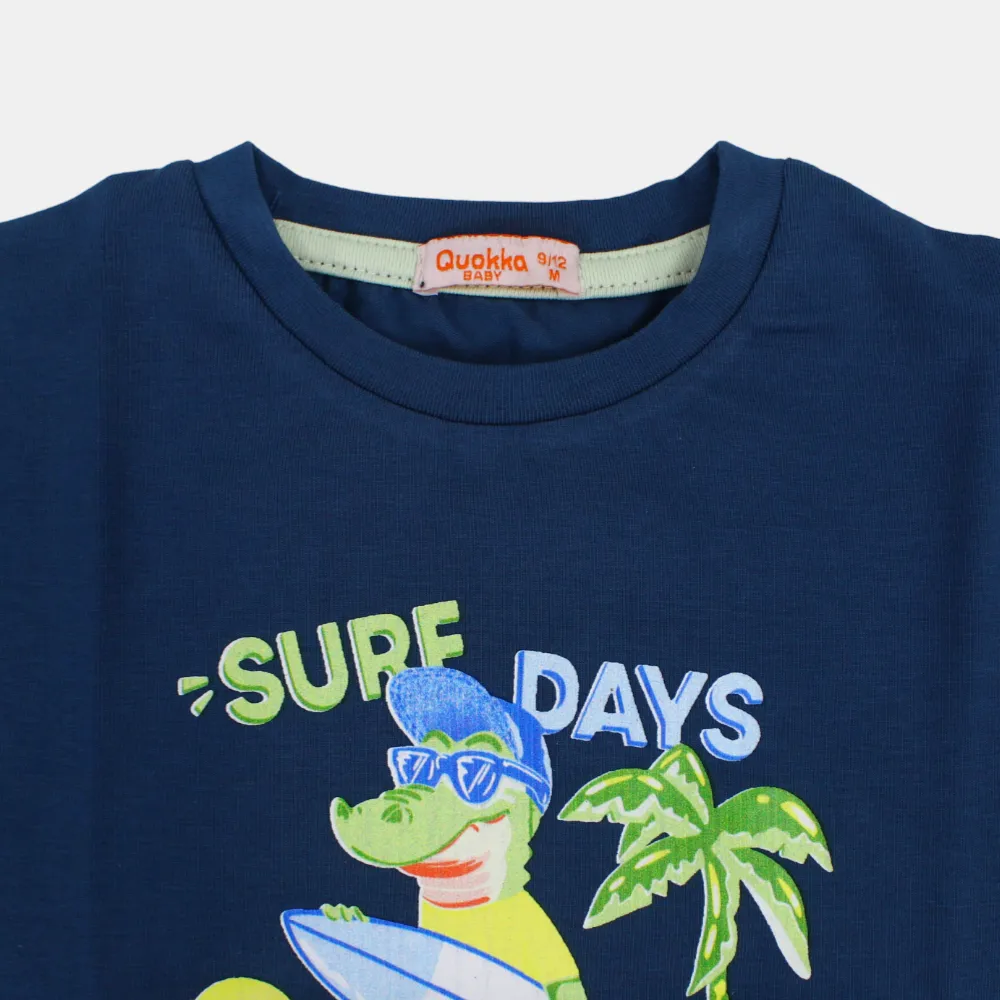 T-shirt en coton à manches courtes pour garçons avec motif crocodile surf