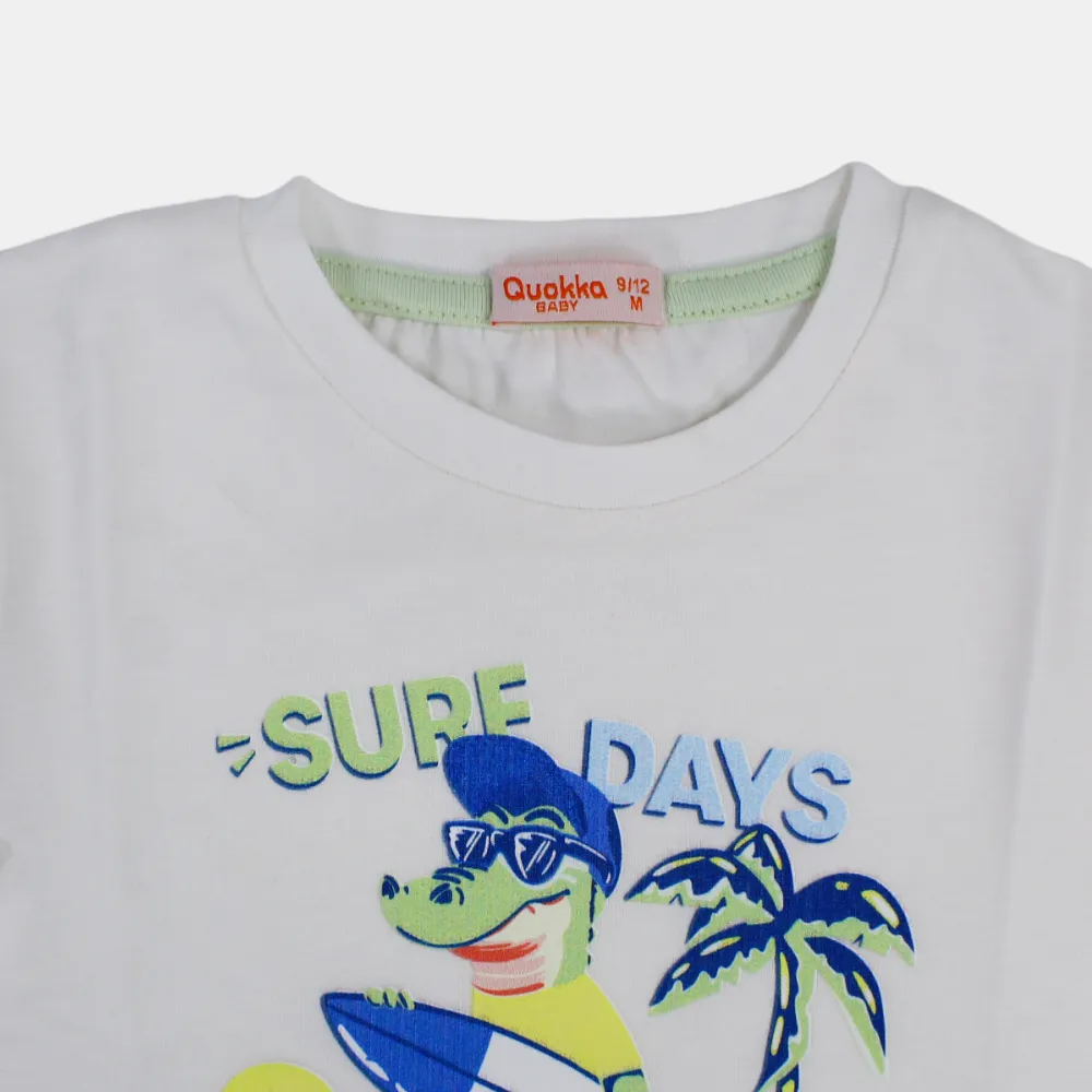 T-shirt en coton à manches courtes pour garçons avec motif crocodile surf
