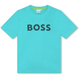 T-shirt en coton avec logo turquoise pour garçons