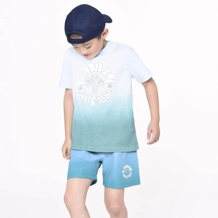 Short de bain turquoise à vagues pour garçons