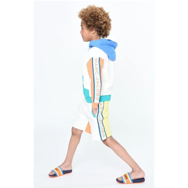 Pull à capuche multicolore avec logo vertical pour garçons