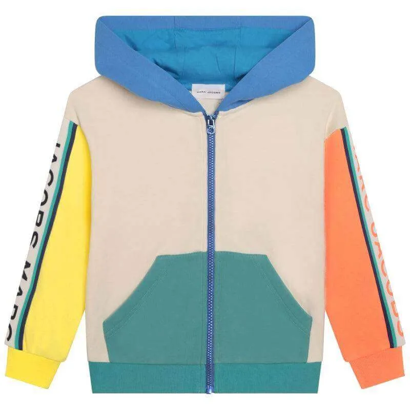 Pull à capuche multicolore avec logo vertical pour garçons